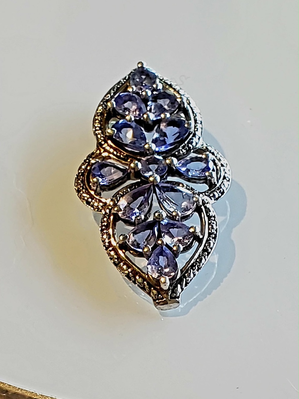 925 Tanzanite Floral Cluster Pendant